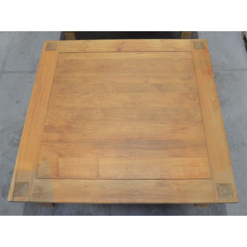 920274 - Table Basse en Teck Massif Ciré Brillant 150x150x45cm