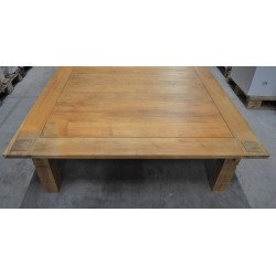 920274 - Table Basse en Teck Massif Ciré Brillant 150x150x45cm