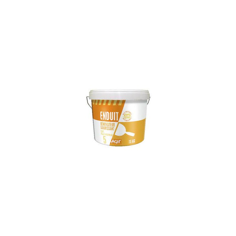 AGIR - Lot de pots d'enduit 15 Kg rénovateur garnissant pate AGIR - Lot de pots d'enduit 15 Kg rénovateur garnissant pate