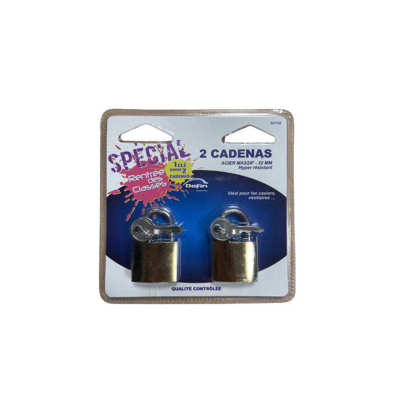 DOFIN 927130 - Lot de 2 Cadenas Spécial rentrée des classes en Acier DOFIN 927130 - Lot de 2 Cadenas Spécial rentrée des classes en Acier