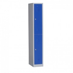 Bloc de 2 Vestiaires - Armoire en Kit Gris et Bleu Vertical avec Penderie