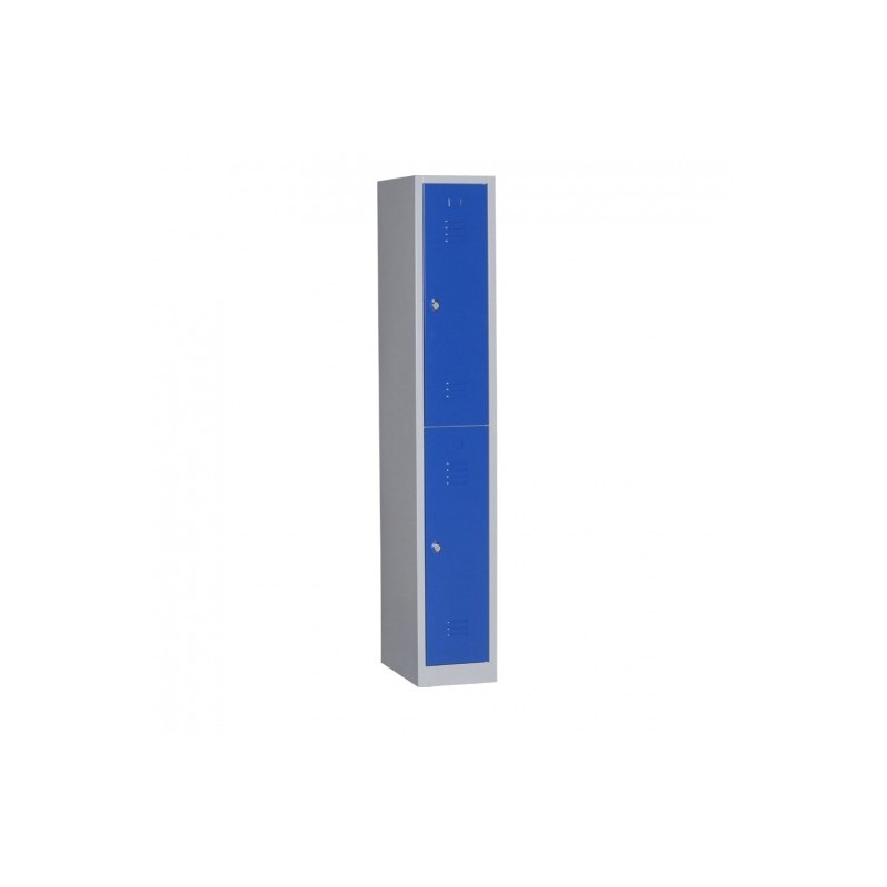 Bloc de 2 Vestiaires - Armoire en Kit Gris et Bleu Vertical avec Penderie Bloc de 2 Vestiaires - Armoire en Kit Gris et Bleu Vertical avec Penderie