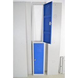 Bloc de 2 Vestiaires - Armoire en Kit Gris et Bleu Vertical avec Penderie