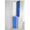 Bloc de 2 Vestiaires - Armoire en Kit Gris et Bleu Vertical avec Penderie