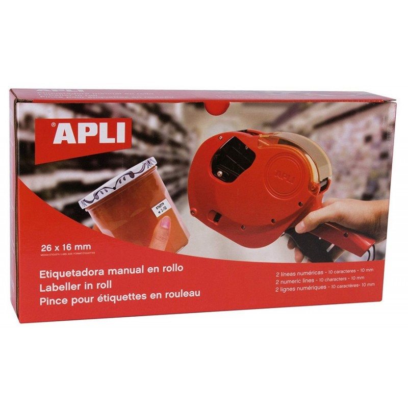 APLI 101419 - Pince à Etiqueter 2 Lignes 10 Caractères 26 x 16 mm