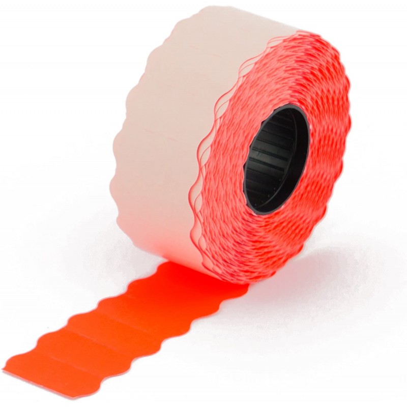 Lot de 2 pack de 12 rouleaux de 1200 étiquettes 22x16 rouge fluo METO 1622 NEUF