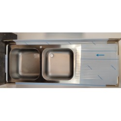 ME718255D - Plonge en inox 2 cuves à poser pour professionnels 180x72x37cm