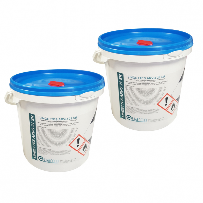 QUARON ARVO 21 SR - Lot de 2 Seaux de 500 Lingettes Désinfectantes QUARON ARVO 21 SR - Lot de 2 Seaux de 500 Lingettes Désinfectantes