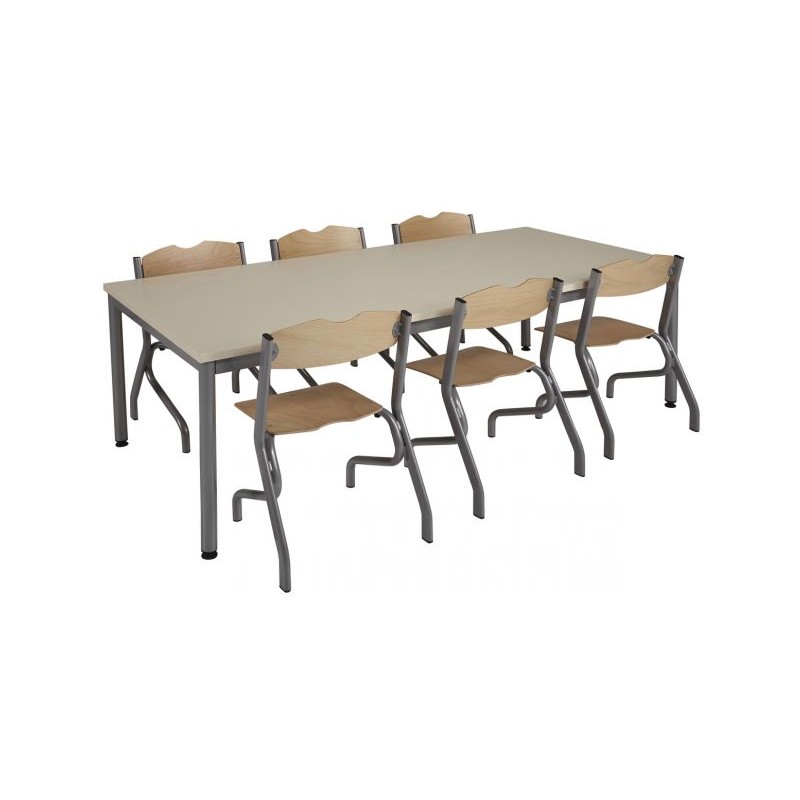LC09729D- Pack 1 Table 160x80 T3 + 6 Chaises T3 Scolaire ou Cantine LC09729D- Pack 1 Table 160x80 T3 + 6 Chaises T3 Scolaire ou Cantine
