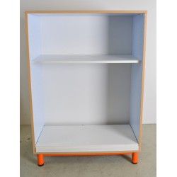 LAFA - Bibliothèque Meuble Etagère 4 Pieds 127x43x90cm Bleu, Bois, Orange