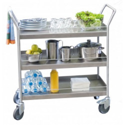 FIMM 880 000 634 - Chariot Desserte Inox avec 3 Plateaux Charge 300kg