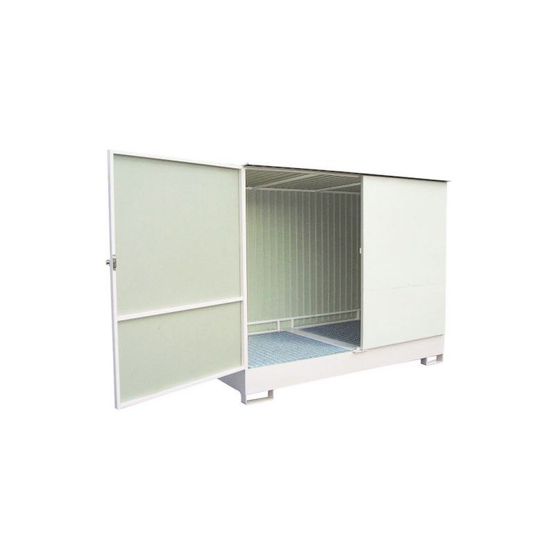 A023737 - Box de Rétention Conteneur Extérieur 1050 L en Acier Blanc A023737 - Box de Rétention Conteneur Extérieur 1050 L en Acier Blanc