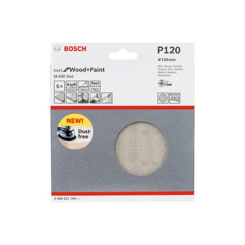 BOSCH 2608621164 - Lot de 5 Feuilles Abrasives Grain 120 BOSCH 2608621164 - Lot de 5 Feuilles Abrasives Grain 120