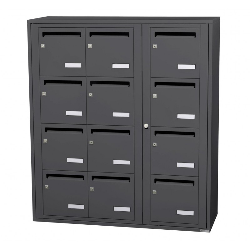 LEABOX - Bloc de 12 Boîtes aux Lettres Collective Intérieur Mural 3x4