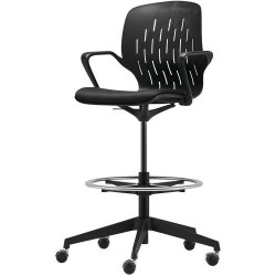 Chaise Haute de Bureau DAUPHIN Noir avec Accoudoirs