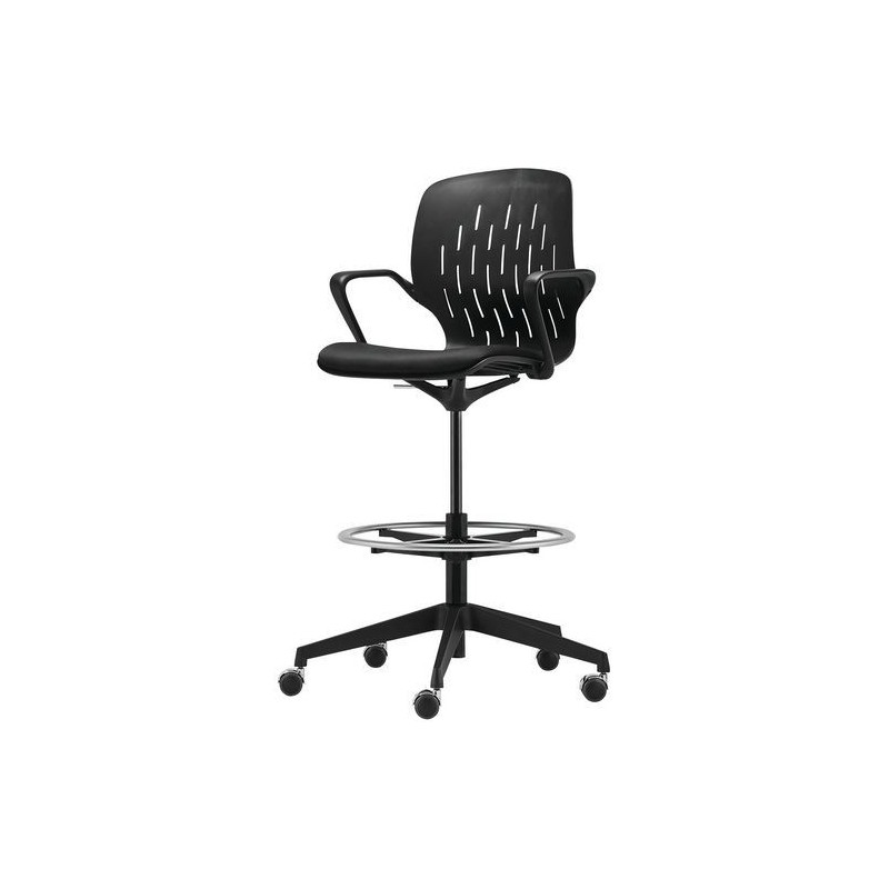 Chaise Haute de Bureau DAUPHIN Noir avec Accoudoirs