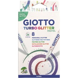 Etui Accrochable de 8 Feutres Paillettes Glitter de Coloriage GIOTTO Turbo Glitter Pastel
