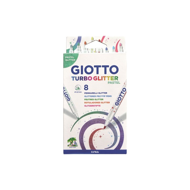 GIOTTO - Etui 8 Feutres Glitter Coloriage Turbo Pastel Ø2,8mm F276700