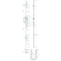 Serrure 3 Points Têtière U Axe 30mm Pêne Dormant Demi-Tour - 6370.45.0A