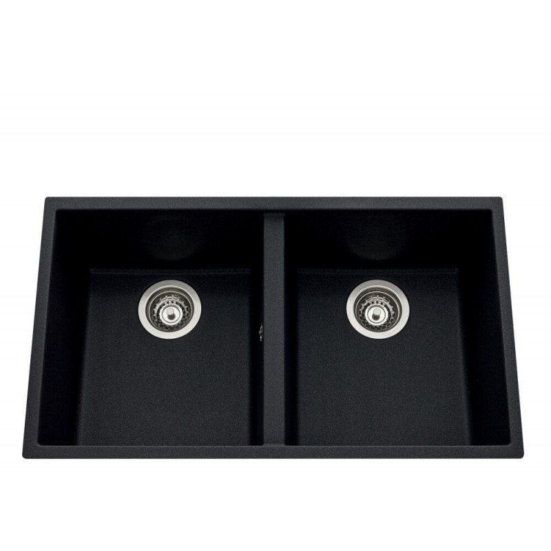 Evier Sous-Plan 2 Cuves LUISINA Quadrille Noir Evier Sous-Plan 2 Cuves LUISINA Quadrille Noir