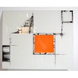 Crédence Fond de Hotte Verre Trempé 90 x 75 cm Blanc Noir Orange - Neuve...