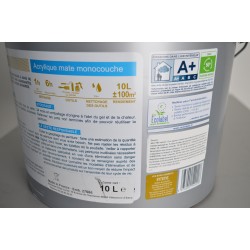 INTENS - Pot de 10L de Peinture Acrylique Blanc Mat Monocouche