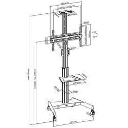 Dimensions Support Mobile pour Moniteur