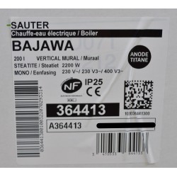 SAUTER 364413 - Chauffe-Eau Electrique 200L Bajawa Stéatite