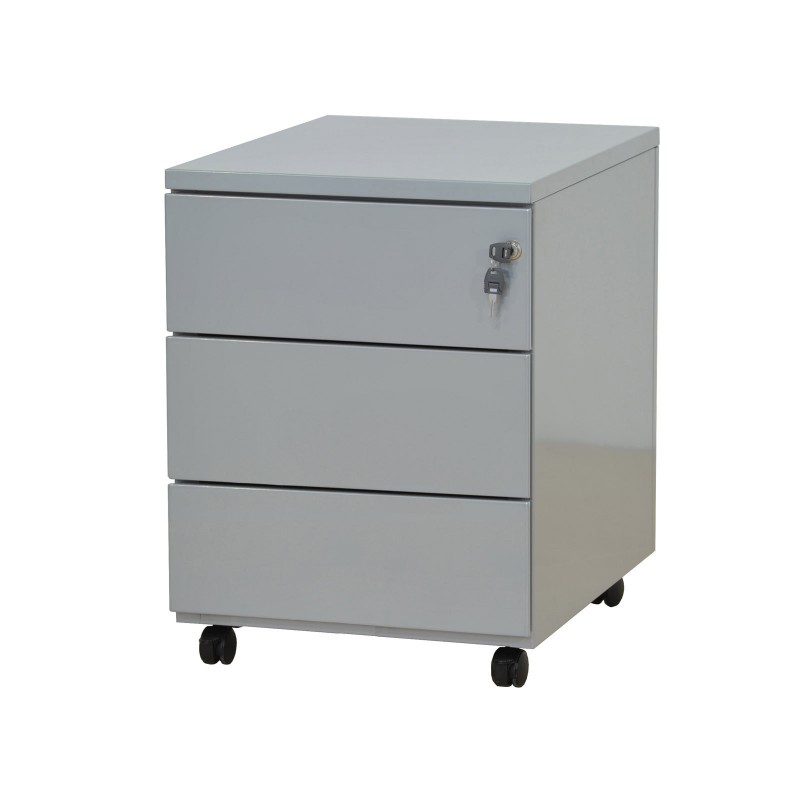 Caisson Métallique VINCO 3 Tiroirs Mobile Gris Perle