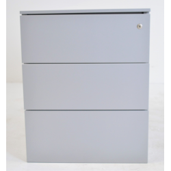 Meuble de Bureau Caisson Métallique VINCO 3 Tiroirs Mobile Gris Perle