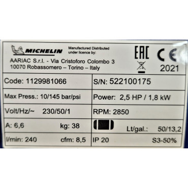 MICHELIN - Compresseur à Pistons 50L MB5025 2.5CV 10 Bars - 1129981066