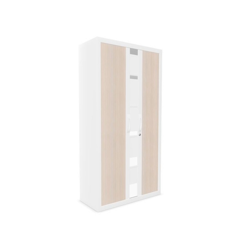 Armoire haute à rideaux - L120 x H198 x P43 cm - 4 tablettes