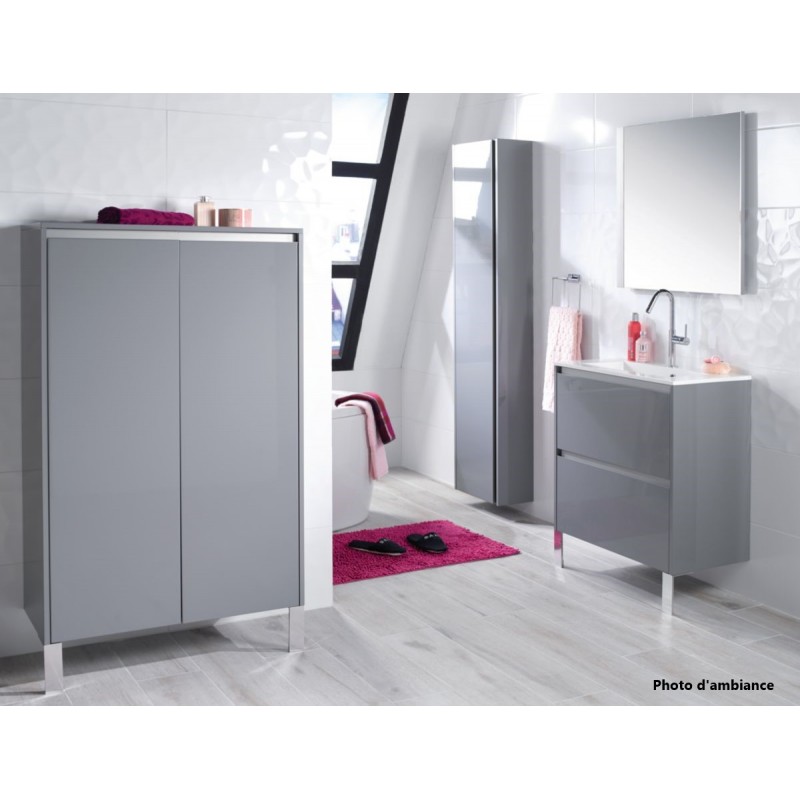 Meuble Caisson Sous-Vasque de Salle de Bain ALTERNA Plénitude Gris 2 Tiroirs Largeur 70cm