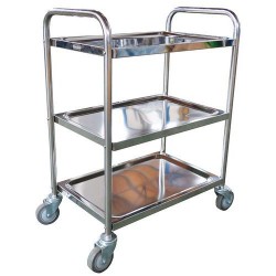 Chariot Desserte Inox avec 3 Plateaux Charge 100kg