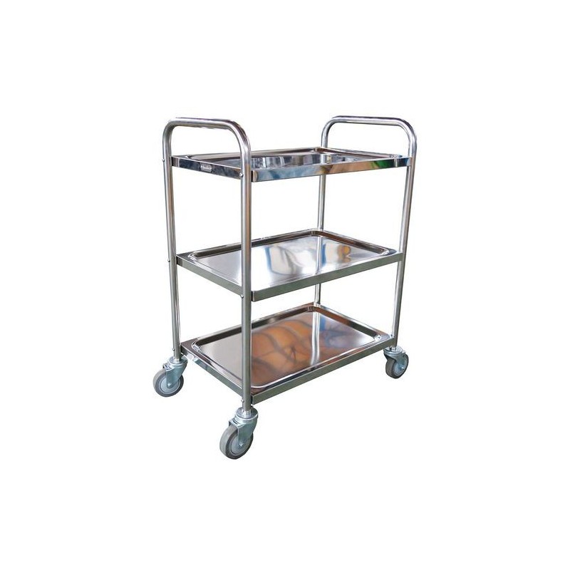 Chariot Desserte Inox avec 3 Plateaux Charge 100kg