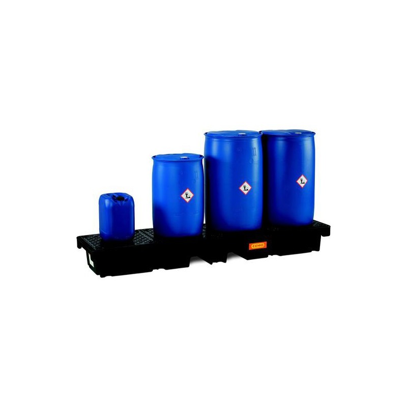 Bac de Rétention pour Fûts 220L CEMO avec Caillebotis Amovibles Bac de Rétention pour Fûts 220L CEMO avec Caillebotis Amovibles