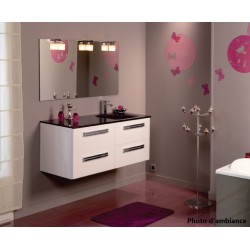 Meuble Salle de Bain Plan Vasque Simple en Verre ALTERNA Séducta Décentré à Droite