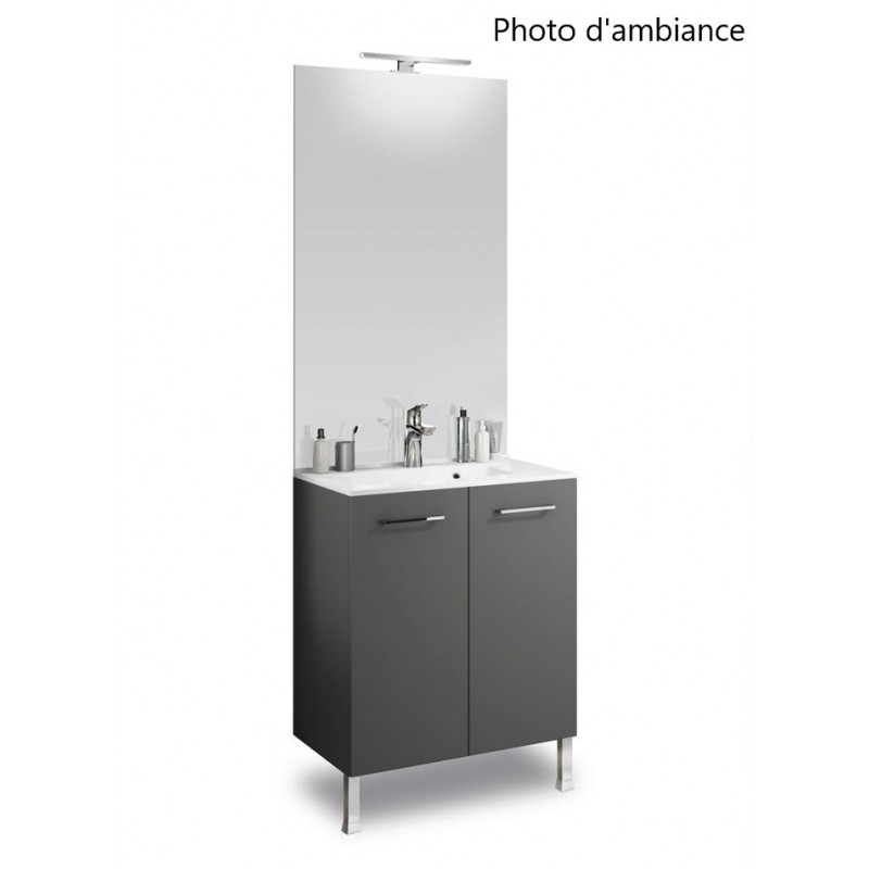 Meuble Caisson Sous-Vasque de Salle de Bain 2 Portes DELPHA ProMoulé Express L60cm Gris Foncé Satiné - B6KVK6012C