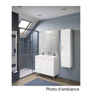 Meuble Caisson Sous-Vasque de Salle de Bain 3 Portes DELPHA ProMoulé Express L90cm Blanc Satiné