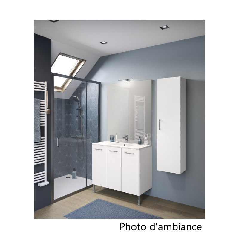 Meuble Caisson Sous-Vasque de Salle de Bain 3 Portes DELPHA ProMoulé Express L90cm Blanc Satiné
