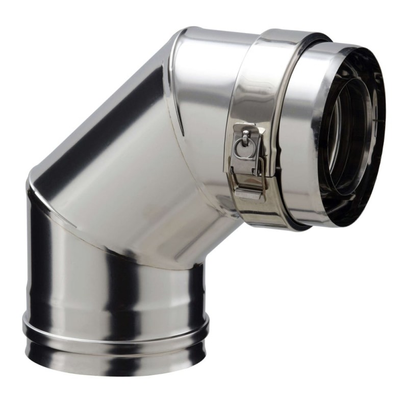 Coude Inox 90° avec Collier de Jonction POUJOULAT PGI 80/130 pour Poêle à Granulés et Pellets Coude Inox 90° avec Collier de Jonction POUJOULAT PGI 80/130 pour Poêle à Granulés et Pellets