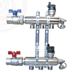 Ensemble Collecteurs Radiateurs Prémontés AYOR SOMATHERM en Laiton Chromé 3 Circuits Mâle 3/4 EK