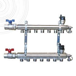Ensemble Collecteurs Radiateurs Prémontés AYOR SOMATHERM en Laiton Chromé 7 Circuits Mâle 3/4 EK