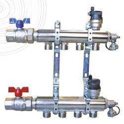 Kit Collecteur Radiateur Prémonté AYOR SOMATHERM en Laiton Chromé 4 Circuits Mâle 3/4 EK