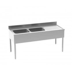 Table de plonge en Inox 2 Cuves 50x50 cm Professionnel