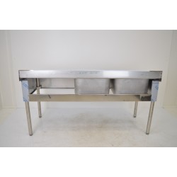 Table de plonge en Inox 2 Cuves 50x50 cm Professionnel Egouttoir à droite