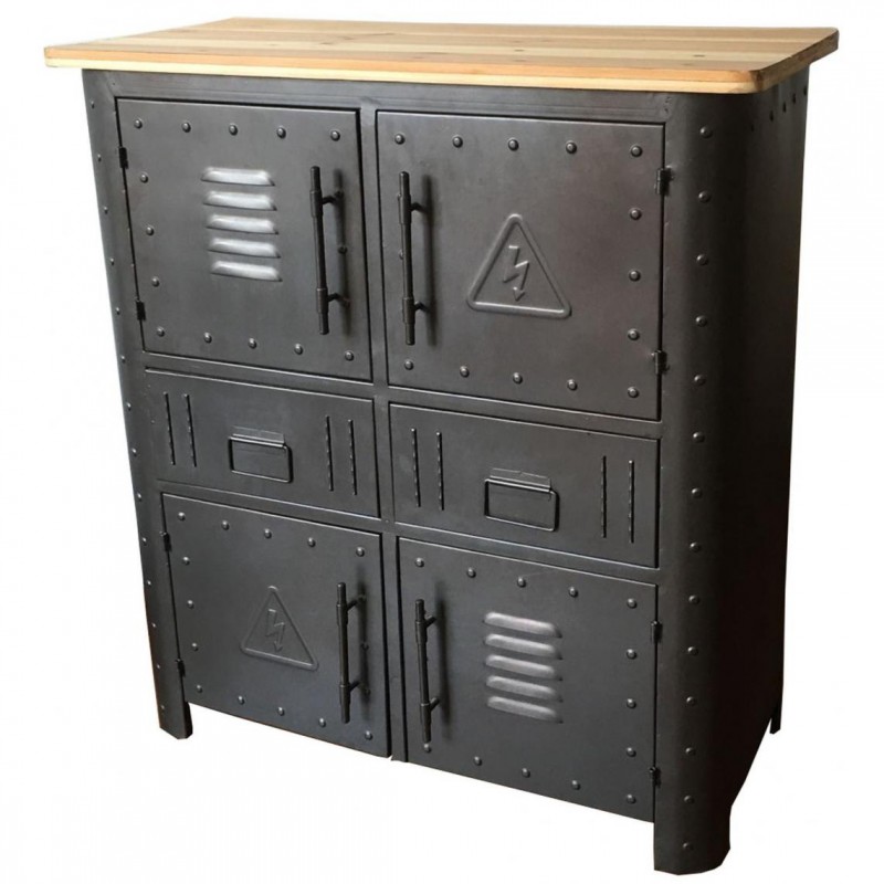 Meuble Buffet en Métal FABER 4 Portes et 2 Tiroirs Meuble Buffet en Métal FABER 4 Portes et 2 Tiroirs