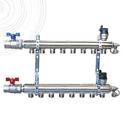 Kit Collecteur Radiateur Prémonté AYOR SOMATHERM en Laiton Chromé 8 Circuits Mâle 3/4 EK