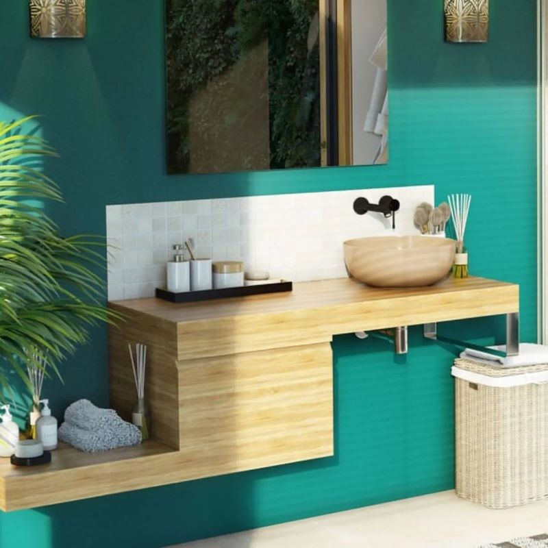 Plan pour Vasque à Poser de Salle de Bain ALTERNA Zao 90cm Chêne Massif Naturel Plan pour Vasque à Poser de Salle de Bain ALTERNA Zao 90cm Chêne Massif Naturel