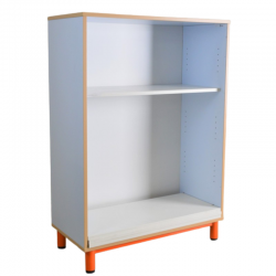 LAFA - Bibliothèque Meuble Etagère 4 Pieds 127x43x90cm Bleu, Bois, Orange